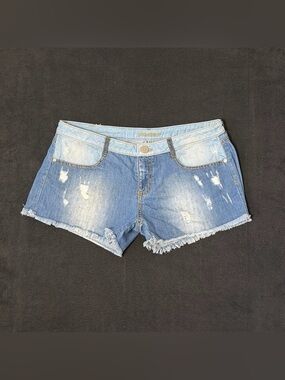 Studio F Denim Shorts Ripped , Pockets Women’s Size 10 Cotton Made In Colombia